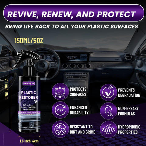 Car Plastic Restorer With Ceramic Coating For Black Trim Quick Revival For Faded Rubber And Vinyl Buff To Shine 5oz 150ml