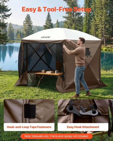 Man setting up 12x12 Pop Up Gazebo Sidewalls With Window Panel Set Waterproof And UV Protected for outdoor events
