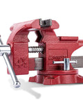 Heavy Duty Bench Vise Featuring A 4.5 Inch Jaw Width And 3 Inch Opening, Rock Solid 240 Swivel Base, Robust Chassis Design.