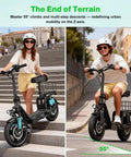 All Terrain Electric Scooter With Seat For Adults 1600W Peak Power 42 Mile Range 20 MPH Top Speed 14 Inch Off Road Tires on stairs