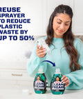 Woman holding Clean Freak Multi Surface Cleaning Spray Starter Kit With Deep Cleaning Mist And Refill Bundle, Unstopables Fresh Scent, 64 Fl Oz Total