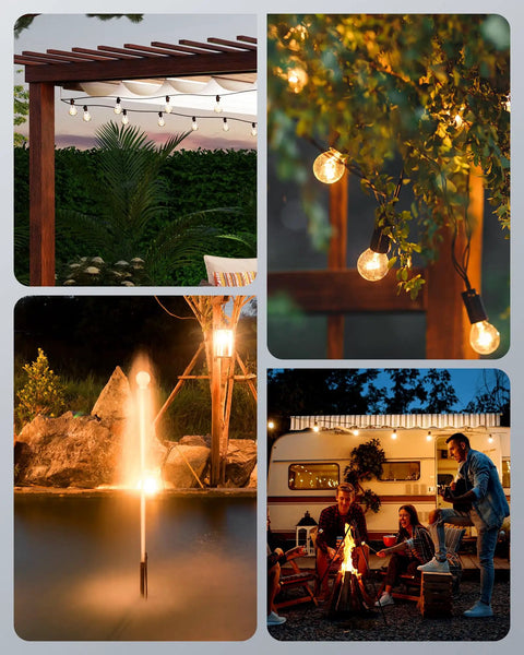 Weatherproof Outdoor Timer Outlet With 100 Ft Remote Control, Dual Grounded Outlets For Outdoor String Lights in garden setup