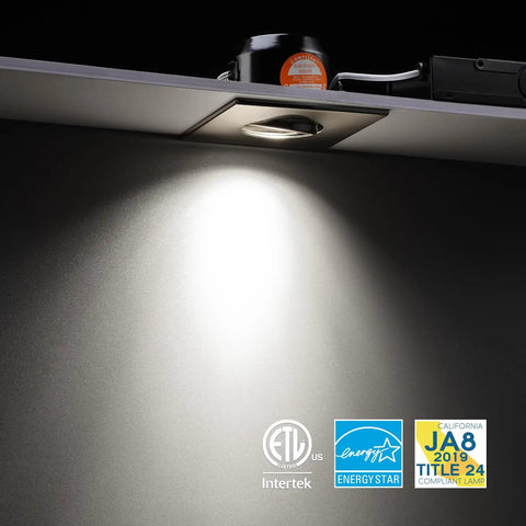 3 Inch Gimbal LED Recessed Light Kit, Dimmable Ten Percent To One Hundred Percent, 7W Equal To 50W Recessed Downlight, CRI 90+, 5000K Daylight, ETL And Energy Star Certified, Satin Nickel Square Trim, 120V, Pack Of 6