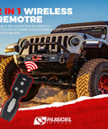 Beefy 13,500 Lb Synthetic Rope Winch For Trucks And SUVs, 12V IP68 Waterproof Motor, Wireless And Wired Remote, Heavy Duty Off Road Tow Winch For Trailers And UTVs Tank Series wireless remote for off-road Jeep