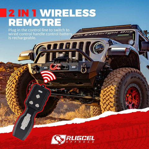 Beefy 13,500 Lb Synthetic Rope Winch For Trucks And SUVs, 12V IP68 Waterproof Motor, Wireless And Wired Remote, Heavy Duty Off Road Tow Winch For Trailers And UTVs Tank Series wireless remote for off-road Jeep