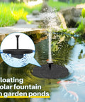 Solar Pond Fountain Pump 5.5W With Double Layer Nozzles in garden pond with koi fish, water spraying upwards