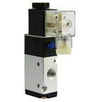 Compact 1/4 Inch NPT 3 Way 2 Position Pneumatic Solenoid Valve DC 12V With Aluminum Body, front view showing IP65 rated design.
