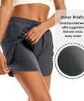 2 In 1 Women's Running Shorts With Built In Mesh Liner And Zip Pockets Double Layer Athletic Workout Shorts, Deep Grey Size M