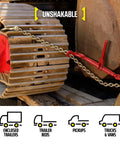 Heavy Duty Ratcheting Chain Binder Set 3/8 To 1/2 Inch Chain, 9,200 Lbs Working Load Limit securing construction equipment