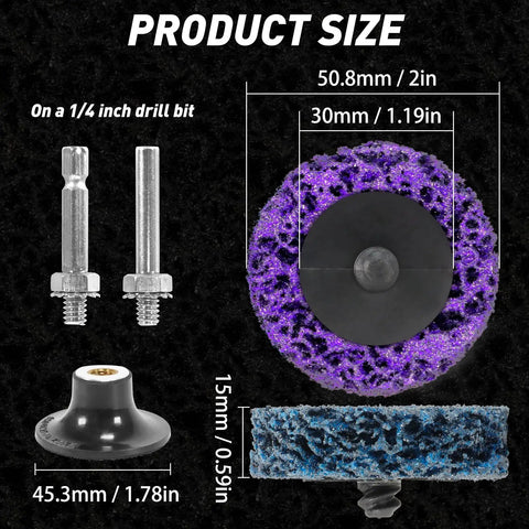 33 Piece Diamond Sanding Discs Set With 2 Inch Quick Change Strip Wheels For Drill Or Die Grinder, Rust And Paint Removal Tool With One Quarter Inch Roll Lock Holder, Mixed Colors