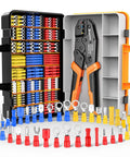 Pro Grade Ratchet Crimping Tool Kit For Insulated Terminals And Wire Connectors AWG20-10 0.5-6mm2 With 425 Pcs Terminals in open case