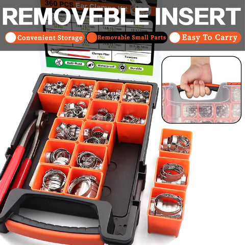 Awesome Ear Hose Clamp Kit With Cool Tools For Quick Fixes And Tough Jobs To Keep Your Car Engine Running Smooth And Safe All The Way Down The Road Today, orange organizer tray