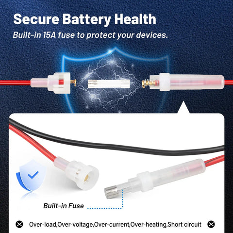 Heavy Duty 3 Pin CB Radio Power Cable With 16 AWG Wire And 15 Amp Fuse Direct To Car Battery Detail