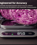 Beast Mode Kitchen Scale For Bulk Cooking 22 Pound Digital Food Scale on stainless steel platform weighing half a cabbage