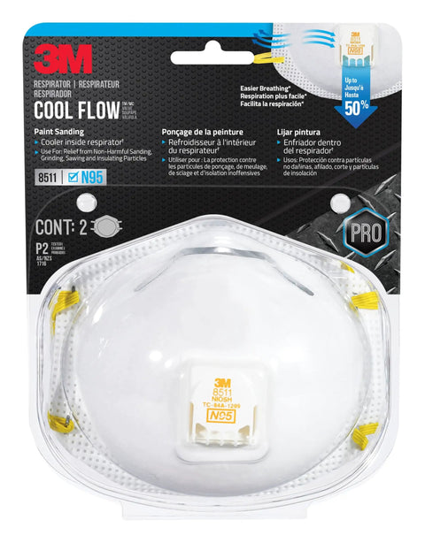 N95 Respirator With Cool Flow Valve, 2 Pack, NIOSH Approved, Breathes Easy For Long Wear, Filters Pollen Mold Spores And Dust, All Day Comfort, Great For Work Or Home