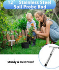 Mother and child with 12 Inch Stainless Steel Soil Sampler Probe With T Style Handle For Easy Soil Sampling In Garden.