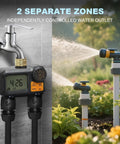 Water Timer For Garden Hose Two Outlet Sprinkler System With Brass Swivel Rain Delay Manual Watering And Automatic Irrigation