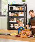 Heavy Duty Garage Shelving Unit With 2500 Lbs Capacity in kitchen with diverse food and cooking tools displayed