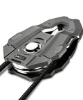10 Ton Snatch Block, Heavy Duty Recovery Pulley With 22,046 Lbs Working Load Limit, 3/4 Inch Rope Diameter For Off Road Recovery, Towing, And Winching, Gray, shown with rope