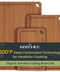 Bamboo Cutting Board Set With Deep Juice Grooves And Built In Handles Durable Kitchen Prep Boards In 15x10 12x8 And 9x6 For Meat Veggies Fruits