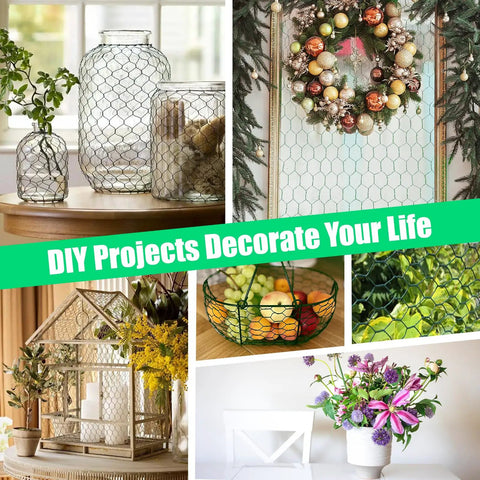 Green PVC Coated Chicken Wire Netting With Galvanized Core Hexagonal Mesh 15.7 By 90.5 Inches in various DIY project displays