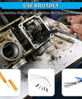 All-In-One Pro-Grade Carburetor Cleaning Kit With 13 Stainless Steel Wires, 10 Cleaning Needles, and 5 Brushes in use
