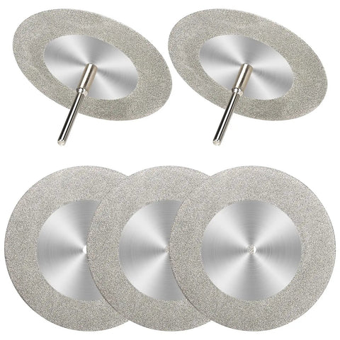 5 Pcs 60mm Diamond Cutting Discs With 5 Mandrels 1 Eighth Inch Shank For Rotary Tool Cutoff And Grinding Kit Dremel Compatible Glass Tiles Marble Plastic Jade