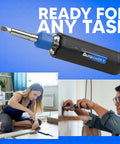 Magnetic 6-In-1 Screwdriver Multi Tool With Auto Loading Barrel, ergonomic handle, used for home repairs, ready for quick fixes.