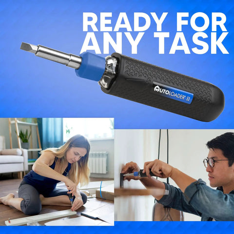 Magnetic 6-In-1 Screwdriver Multi Tool With Auto Loading Barrel, ergonomic handle, used for home repairs, ready for quick fixes.