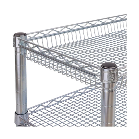 Heavy Duty Metal Rolling Utility Cart With Deep Top Basket And Handle Bar For Restaurant Garage Warehouse Kitchen And Office Workhorse NSF Certified Three Adjustable Wire Shelves 34.8 Inch Wide By 18.25 Inch Deep Cart