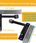 Hella Sturdy Four Pack Five Inch J Bolt Gate Hinges For Wood And Metal Fencing Boasts A Heavy Duty No Weld Design With Welded Screw Brackets For A Quick No Sweat Install, high-strength carbon steel, 5.8 inch length, 3/16 inch thickness.