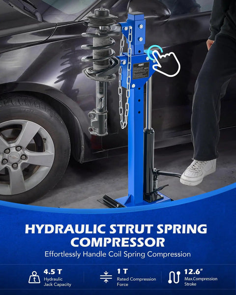 Hydraulic Strut Spring Compressor Kit With 1 Ton Compression Force And 4.5 Ton Jack Capacity Includes 4 Spring Clasps For Cars Trucks SUVs Heavy Duty For Easy DIY Auto Suspension Service