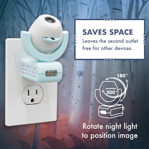Disney Frozen 2 LED Projector Night Light with plug in and dusk to dawn sensor rotated to save space