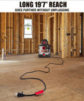 8 Gallon 6 Peak HP Wet Dry Vacuum For Home Garage And Workshop with long power cord in unfinished room