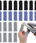 24 Pack Finger Cut Resistant Protector Gloves Plus Finger Cots Set, various colors, breathable material, use in work, garden, kitchen tasks.