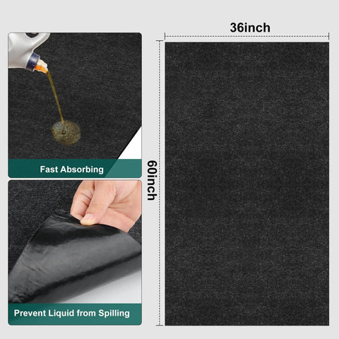 36x60 Inch Oil Drip Mat For Garage And Driveway, Reusable Absorbent Spill Pad With Waterproof Non Slip Backing, Stain Resistant For Motorcycle And Car Leaks, Heavy Duty Floor Mat