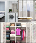 Dead Simple Bifold Closet Door Hardware Replacement Kit With Four Top Shelf Steel Springs And Sturdy Metal Pivots Silver Tone in modern closet.