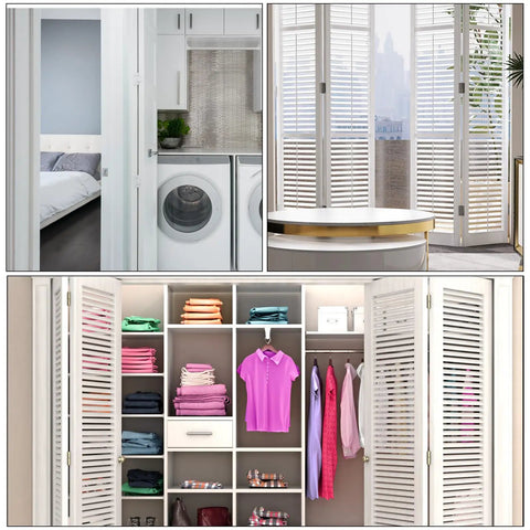Dead Simple Bifold Closet Door Hardware Replacement Kit With Four Top Shelf Steel Springs And Sturdy Metal Pivots Silver Tone in modern closet.