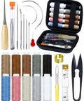 Heavy Duty Upholstery Repair Sewing Kit With Leather Needles Awl Seam Ripper 47 Piece Craft DIY Set For Car Seats Sofa Backpack Shoes 10 Color Threads
