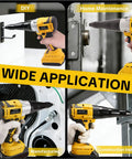 Heavy Duty Brushless Cordless Rivet Gun Tool Compatible With Dewalt 20V Max Battery, high torque riveter for home maintenance and DIY tasks.