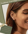 14K Gold Plated Earring Stacks for Women Cartilage Set Hypoallergenic 316L Stainless Steel Studs Nickel Free Lightweight Gold Tone Ear Jewelry Multi Pack for Daily Wear and Sensitive Ears on model ear