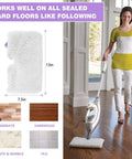 Replacement Steam Mop Pads 4 Pack Standard 13 X 7.5 Inch With 0.4 Inch Hook And Loop Fastener in use on hardwood floor