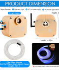Twinkle Fiber Optic Star Lights Headliner Kit showing light engine dimensions and fiber optic strands for car interior
