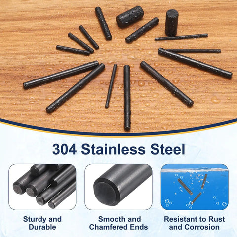 15 Pack 4mm By 30mm Black Oxidized Dowel Pins 304 Stainless Steel Cylindrical Shelf Pegs Chamfered Ends For Precise Positioning