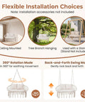 Installation options for Double Hammock Chair With Cushions For Indoor And Outdoor Hangouts Boho Macrame Swing Seat That Fits Two People