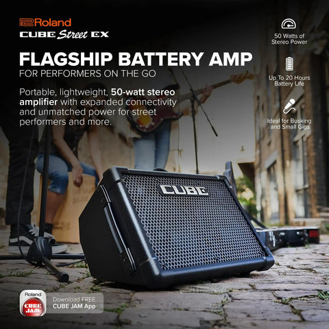 Battery Powered 50W Stereo Amplifier For Outdoor Gigs With Microphone And Instrument Support Lightweight Portable 7.4 Kg