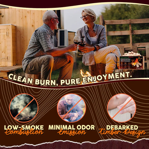 Couple using mini firewood 4 inch logs kiln dried pine for portable fire pits and solo stove accessories in outdoor setting
