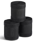 Stacked rolls of Carpet Cord Cover Cable Protector for Commercial Office Carpet 29.53 Ft Black, hook and loop closure visible.