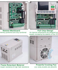 LAPOND 2.2kW VFD inverter, 220V, front view with green mainboard and terminal block.
