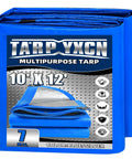 Beefy Heavy Duty 10x12 Foot Tarp 7 Mil Thick Waterproof Poly Cover UV Resistant And Rip Proof With Metal Grommets packaging